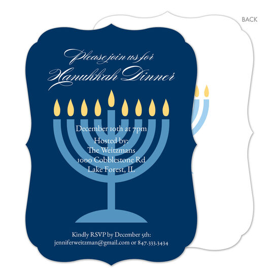 Blue Menorah Invitations